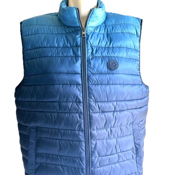 New Michael Kors Blue Navy Polyester Puffer Vest size L